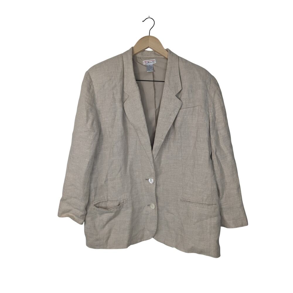 Vintage Talbots Beige Linen Two Button Blazer Jacket